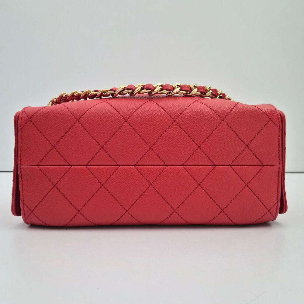 Chanel 25 Mini Red Caviar Shoulder Bag - Picture 6 of 9